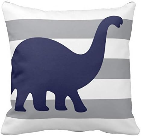 GraebnerSaleStore 18X 18inch Pastoral Style Cotton Linen Decorative Throw Pillow Cover Cushion Case Navy Herbivorous Dinosaur H:335