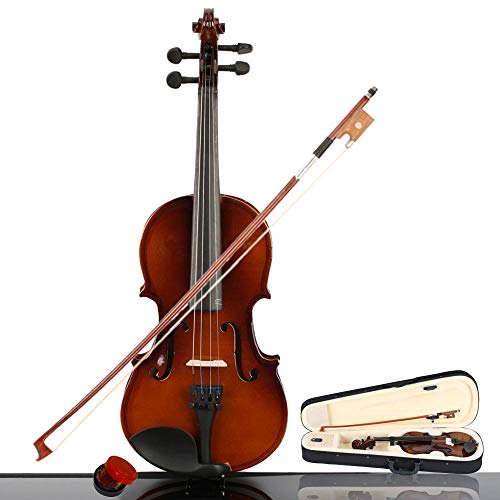 2019 New New 1/4 Size Violin Case Acoustic Violin Case Durable Natural Solid Wood Fiddle for Beginners and Students w/Case, Bow and Rosin(US stock)