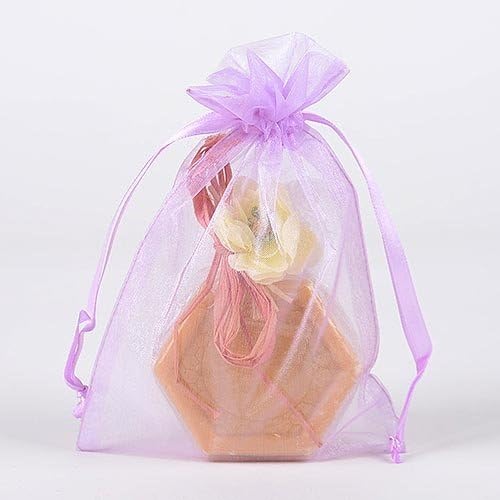 Organza Drawstring Gift Bag 8 x 12 inches 8"x12" (Quantity of 10, Lavender)