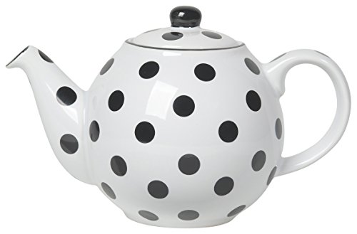 London Pottery Small Globe Teapot, 2 Cup Capacity, White with Black Polka Dots