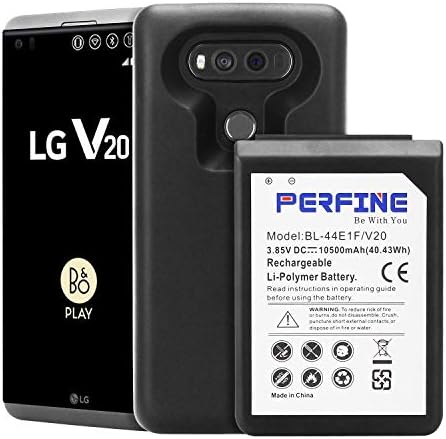 LG V20 Mobile Phone Extended Battery Perfine10500mAh BL-44E1F Battery for LG V20 H910 H915 H990 LS997 US996 VS995 with TPU Full Edge Protective Case Black (v20 10500)