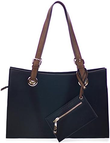 Canal Collection PVC Leather Fashion OL Expandable Slim Square Tote (Black)