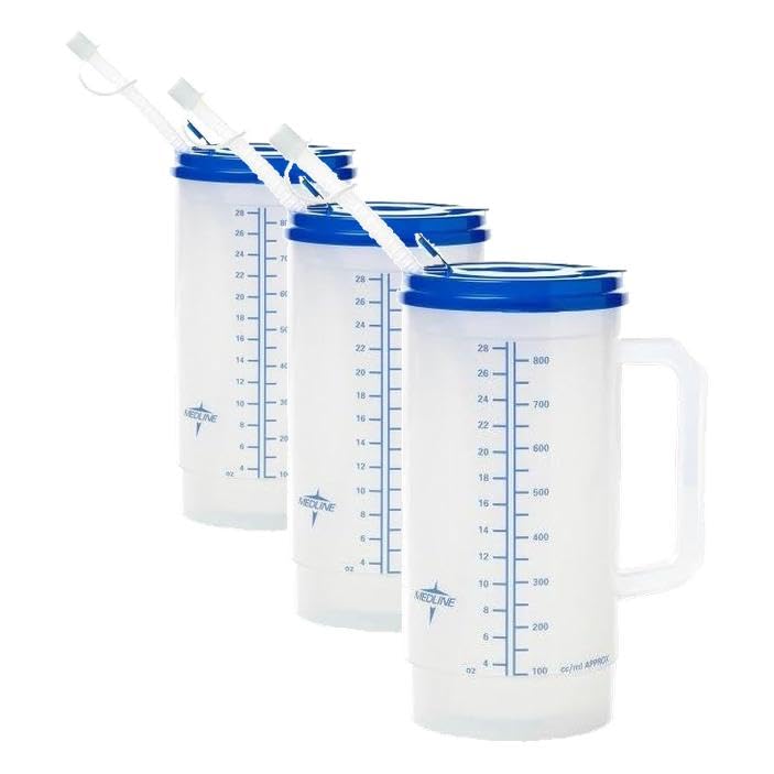 Medline Graduated Insulated Carafes, Clear, 28 Oz (Pack of 3)