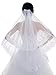 Edith qi 2 Tier Lace Silver Lined Beaded Edge Fingertip Length Bridal Wedding Veil,White,Free Size