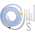 Enema Tubing Replacement Pack for Bucket and Silicone Bag - Includes Clamp, Stopcock, 4 Nozzles, Single-Way Valve, and 6ft Tube Stopcock Tap, Clamp & Hook