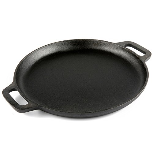 Waykea 16.5-inch Cast Iron Baking Pizza Pan Cooking Griddle for Oven, Stove or Grill