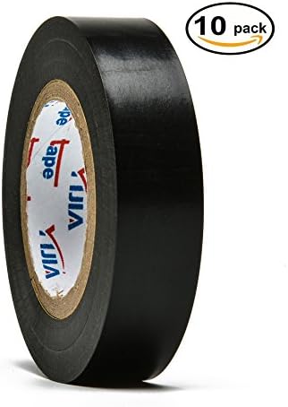 Black Electrical Tape,Insulation Tape, 10 Pk Colored Durable Adhesive, Waterproof PVC, Rubber Resin,UL Listed, 60' x ¾“ x 0.07", Suitable for Use At No More Than 600V and 80° C