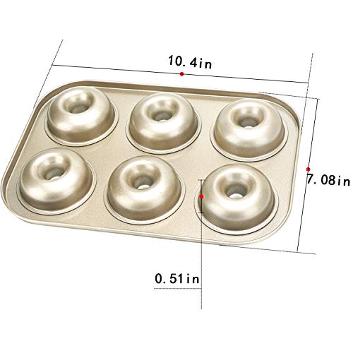 Beasea Donut Pan 2 Pack, NonStick 6 Cavity Doughnut Baking Pans, Donut Maker Carbon Steel Donut