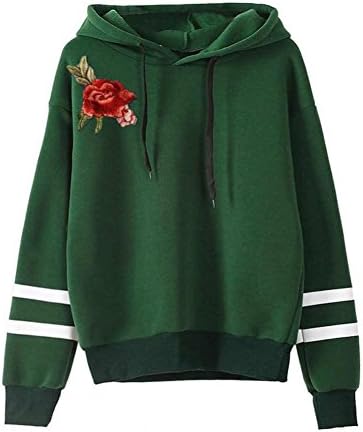 Hoodies Women Embroidery Applique Sweatshirt Jumpers for Teenage Girls Pullover