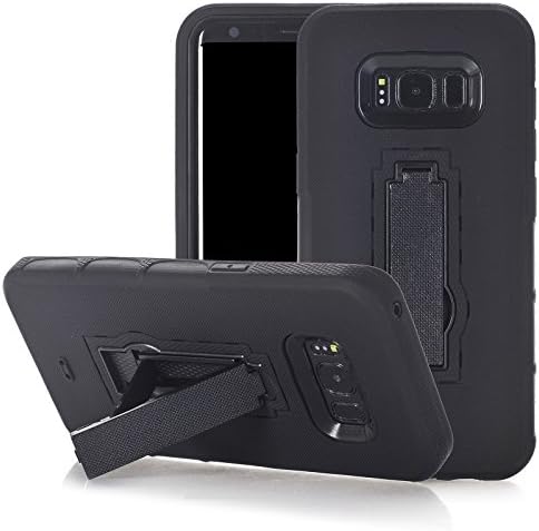 For Samsung Galaxy S8 Plus Case, Yxim(TM) 3in1 Shock Absorbing Soft Rubber Hard Back Case Hybrid Cover Kickstand Cover Shield For Samsung Galaxy S8 Plus (Black)