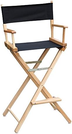 30 in. Commercial Director's Chair w Natural Frame &amp; Black Canvas