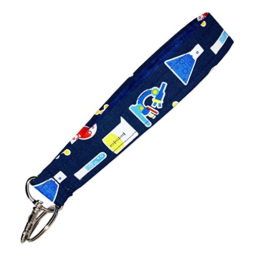 6" Science Keychain - Microscopes & Test Tubes - Key Fob - Chemistry Geek Nerd Gift - Purse or Wallet Strap