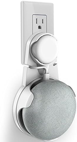ALLTOP Google Home Mini Wall Mount for Voice Assistant Accessories,Compact Hanger Stand Case Plug in Kitchen Bathroom Bedroom,White