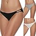 Ekouaer Bikini Panty Womens Seam Free String Microfiber Briefs 3 Pack Assorted Colors,3 Pack-black/White/Gray,Medium
