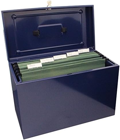 Caja archivadora de metal, tamaño folio, color azul -: Amazon.es: Oficina y papelería