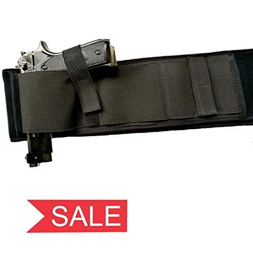 SAUNICE Versatile Belly Band Holster Concealed Carry with Magazine Pocket/Pouch & 2 Elastic Straps for Women and Men Fits Glock, Ruger LCP, M&P Shield, Sig Sauer, Ruger, Kahr, Beretta, 1911, etc