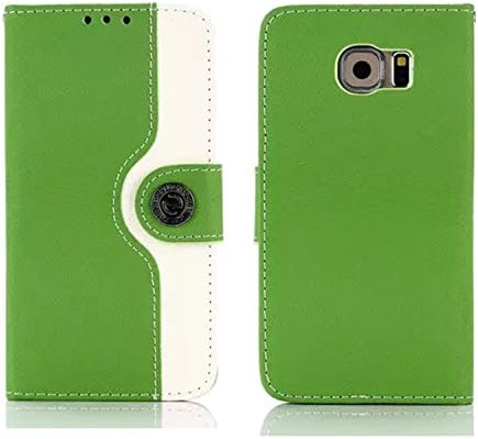 Galaxy S6 Case, Hankuke [Kickstand] Samsung Galaxy S6 PU Leather Wallet Case [Ultra Slim] Premium PU Leather Flip Cover - Flip Case for Samsung Galaxy S6 (green+white)