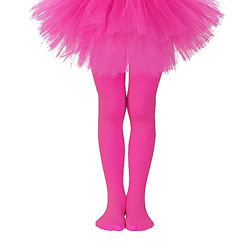 Zando Hot Pink Tights for Girls Size 7-8 Ultra Soft Footed Halloween Tights at Amazon
