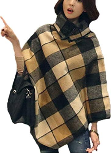 [JUNAP] レディース ポンチョ コート チェック柄 羽織り L~XXL