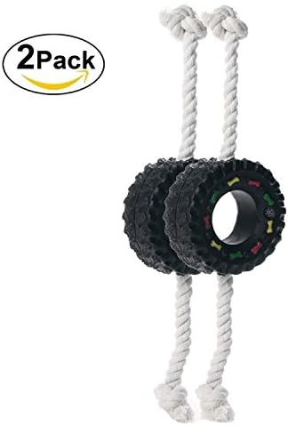 Unizero Puppy Dog Tires Rope Chew Toy, two knots Interactive Toy for small and medium Dog,Pack of 2
