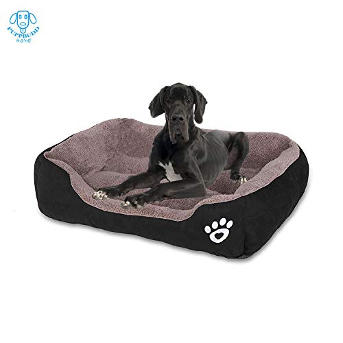 PUPPBUDD Dog Bed for Large Dogs Washable Comfortable Safety Pet Sofa Extra Firm Cotton Breathable for Medium and Small Dog Black