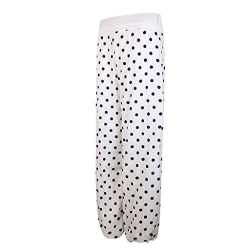 Botrong Women Printed Loose Leg Pants Women's Casual Pants (White,S) - Thumbnail 2
