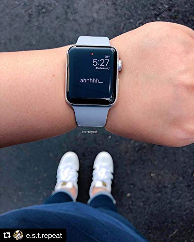 VATI Sport Band Compatible for Apple Watch Band 42mm 44mm, Soft Silicone Sport Strap Replacement Bands Compatible with 2019 Apple Watch Series 5, iWatch 4/3/2/1, 42MM 44MM S/M (Fog)