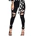 VICVIK Women High Waist Knee Skinny Distressed Ripped Boyfriend Jeans Denim Pants