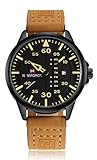 Tonnier Leather Band Week&Calendar Quartz Watches for Men