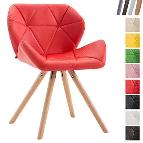 CLP-Sedia-Design-rtro-Tyler-Imbottita-in-Similpelle-Poltroncina-Deco-Gambe-Tonde-e-Telaio-in-Legno-di-Faggio-I-Sedia-Visitatore-con-Schienale-I-Portata-Max-125-kg-Rosso-Natura