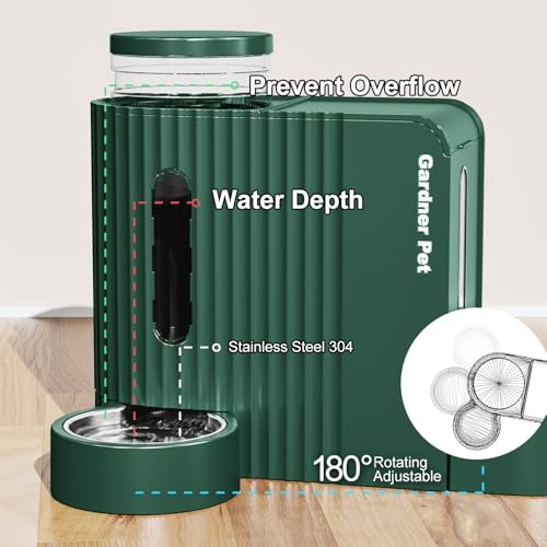 Automatischer Futterspender Katzen/Hunde, 2 Edelstahlnäpfe 3L*2