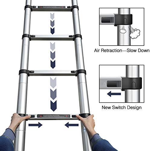 Augtarlion Aluminum Telescoping Ladder 10.5 FT, Collapsible Extension Ladder with Locking