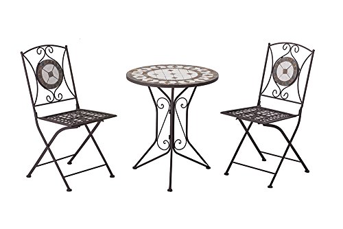 Sunjoy 3 Piece Large Slate Bistro Set, 24″, Black