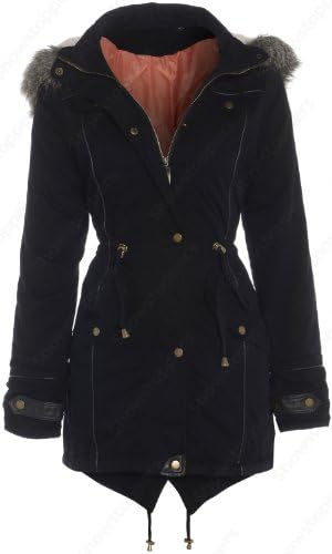 SS7 Black Oversized Hood Parka Womens Coat Sizes 8-16