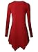 DJT Women's Henley Neck Long Sleeve Hankerchief Hemline Tunic Top Large Wine