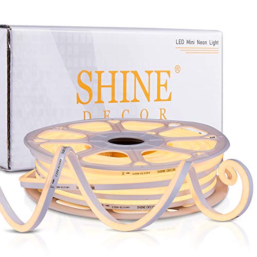 Shine Decor 7x14.5mm LED Neon Lights, 82ft 3000K Warm White, 110V Flexible Waterproof Rope Lights, 2835 120LEDs/M, for Indoor Outdoor Commercial Lighting Decoration, Accessories Included - Thumbnail 7