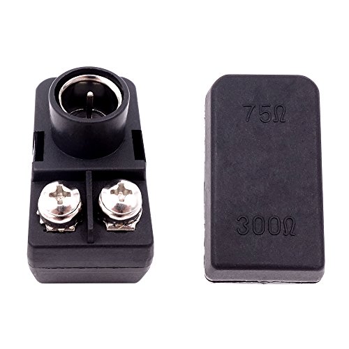 Fancasee (2 Pack) 300 Ohm to 75 Ohm UHF VHF FM Matching Transformer Balun Converter Adapter with F Type Male Coax Coaxial Connector Plug for Antenna Cable Wire