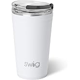 Swig Life 24oz Party Cup, Stackable Insulated Travel Coffee Tumbler with EZ Slider Lid, Cup Holder Friendly, Stainless Steel 24 oz Tumbler, Reusable Coffee Mug (White)
