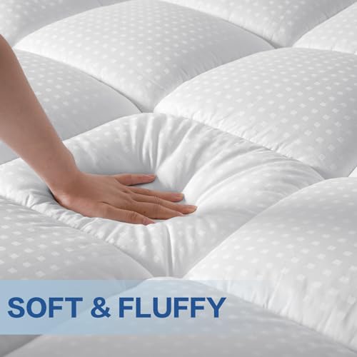 MEROUS Mattress Topper Queen Pillow Top 900GSM Extra Thick 5D+7D Ultra Soft & Breathable Mattress Pad Cover for Back Pain with 8-21 Inch Deep Pocket Overfilled Down Alternative Filling(White,Queen)