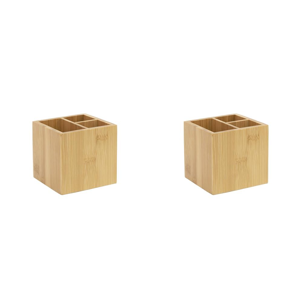 OSCO Bamboo Square Pen Pot (Pack of 2)