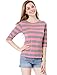 Allegra K Women's Halloween Elbow Sleeves Top Round Neck Slim Fit Tee Casual Printed T-Shirt Large Pink
