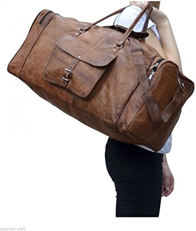 24" Men's Genuine Vintage Leather Large Duffle Travel Gym Weekend Overnight Bag