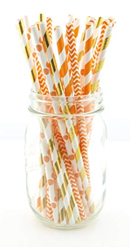 Thanksgiving Dinner Straws (25 Pack) - Fall Leaf Autumn Wedding Party Supplies, Orange & Brown Assor - //coolthings.us