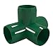 FORMUFIT 3/4” 4-Way Tee Furniture Grade PVC Fitting in Green, Made in USA, UV-Resistant, Impact-Proof, 1.050” Actual Socket Diameter (Pack of 8) - F0344WT-GR-8