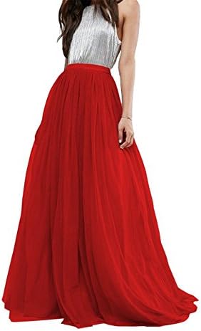 Women Wedding Long Tulle Skirt Dress Bridal Bridesmaids Floor Length High Waisted Maxi Tutu Party Dress