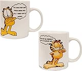 Coffee Mugs-2pc Garfield Ceramic Mugs-11 Ounce-''I'm One Step Away From Being Rich, All I Need Now Is Money''&'' I May Not Be Perfect but I Am Always Me''