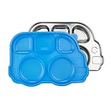 Innobaby Din Din Smart Stainless Divided Platter with Sectional Lid, Stainless Steel Divided Plate for Babies, Toddlers and Kids, BPA Free Plate