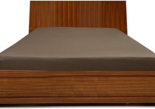 Relaxare King 300TC 100% Egyptian Cotton Taupe Solid 1PCs Fitted Sheet Solid (Pocket Size: 12 inches) - Ultra Soft Breathable Premium Fabric