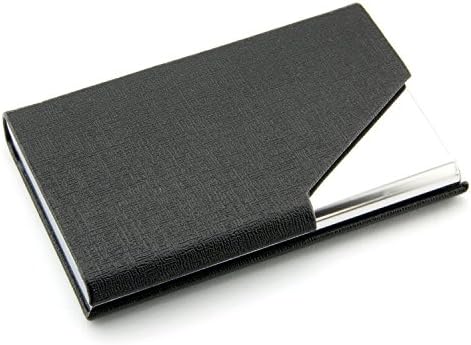 Flourand(TM) Black Color PU Leather And Stainless Steel Business Card Case Holder With A Polishing Cloth