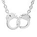Spinningdaisy Silver Plated Lockable Handcuffs Necklace